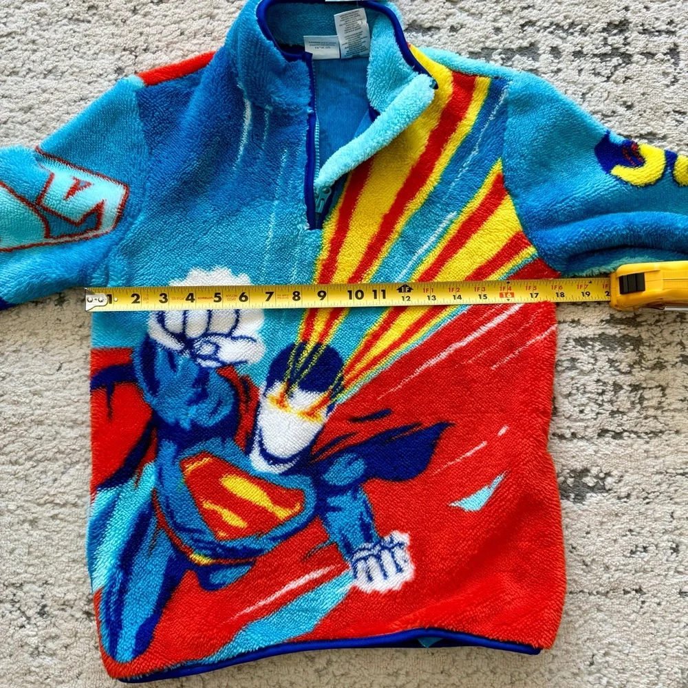 NWT-Boys Superman Sherpa Quarter Zip w/ Pockets Sz L (10/12) Cozy Warm - Picture 9 of 11
